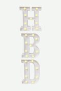 Letras HBD (Happy Birthday) Blanco Con Luz Calida