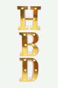 Letras HBD (Happy Birthday) Fondo Dorado Luz Calida