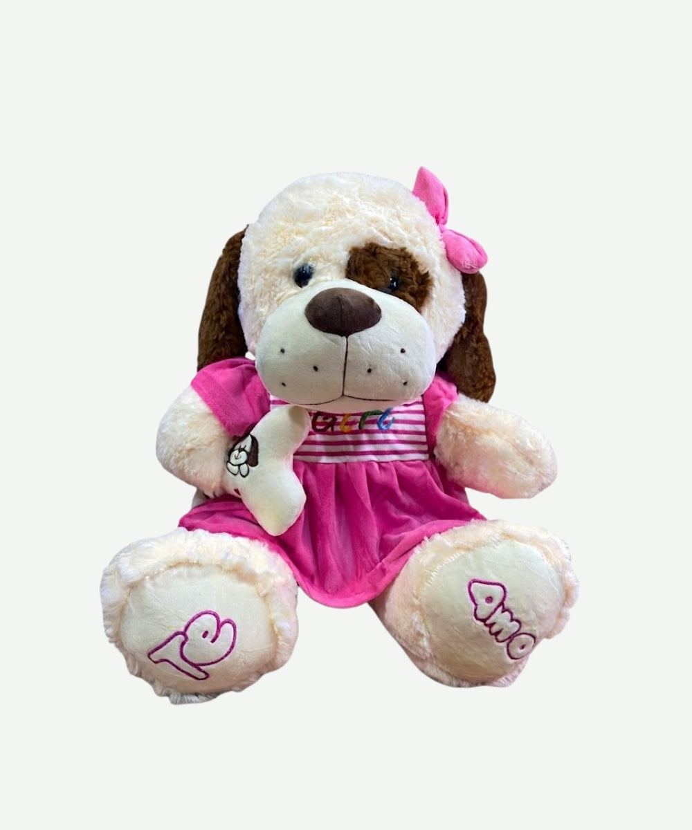 Peluche Perrito Vestido Rosa