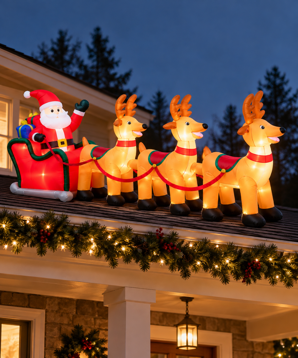 Inflable Papá Noel con Renos 4.50 m