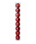 Set x8 Bolas Navideñas 8 cm Rojo Brillante y Escarchado Esferas para Árbol de Navidad