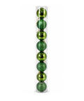 Set x8 Bolas Navideñas 8 cm Verde Esmeralda Brillante y Escarchado Esferas para Árbol de Navidad