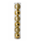 Set x6 Bolas Navideñas 10 cm Dorado Brillante y Escarchado Esferas para Árbol de Navidad