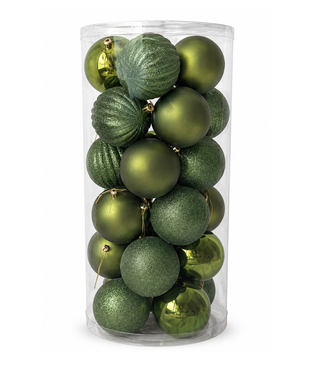 Set x24 Bolas Navideñas 10 cm Verde Esmeralda Esferas Decorativas para Árbol de Navidad