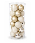 Set x24 Bolas Navideñas 10 cm Beige Esferas Decorativas para Árbol de Navidad
