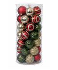 Set x35 Bolas Navideñas 7 cm Dorado Rojo Verde Esferas para Árbol de Navidad