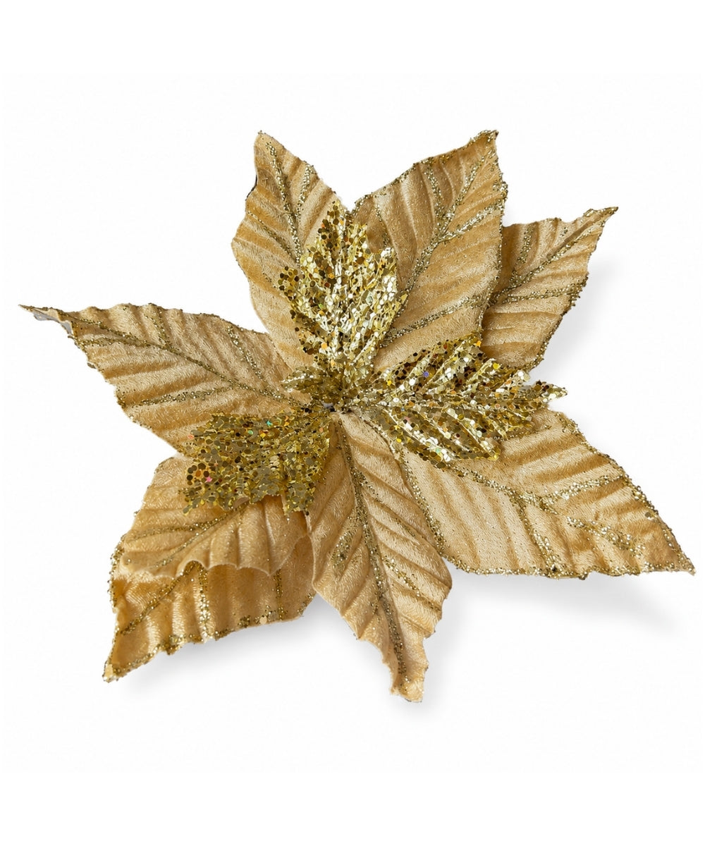 Poinsettia Hoja Gamuza Linea Esc-Hoja Dorado-Dorado 28*32