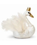 Cisne Real Plumas Blanco/Dorado 24*19*20cm