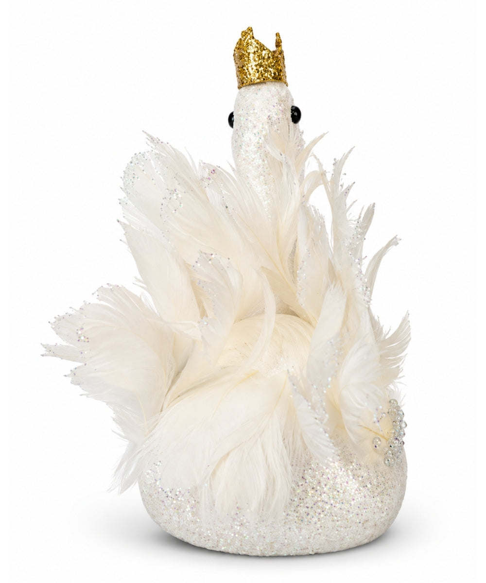Cisne Real Plumas Blanco/Dorado 24*19*20cm