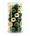 Set x35 Bolas Navideñas 8 cm Verde Oscuro Surtidas Motivos Esferas para Árbol de Navidad