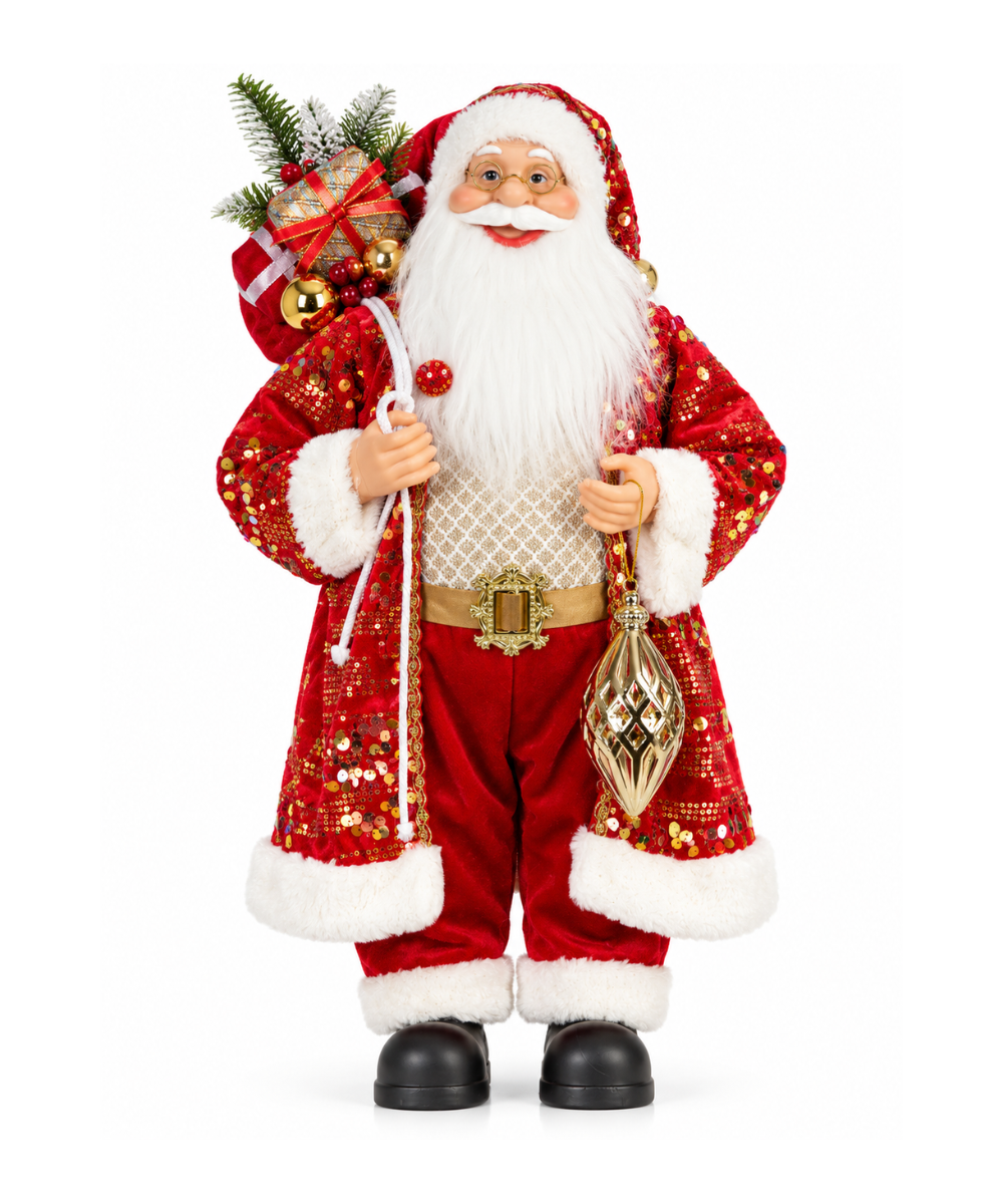 Santa Claus Traje Rojo con Bolsa de Regalos 60 cm