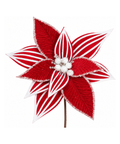 Flor Navideña Roja con Líneas Blancas 40 x 30 cm