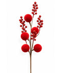 Espiga Berries y Bolas Velvet Roja 80cm