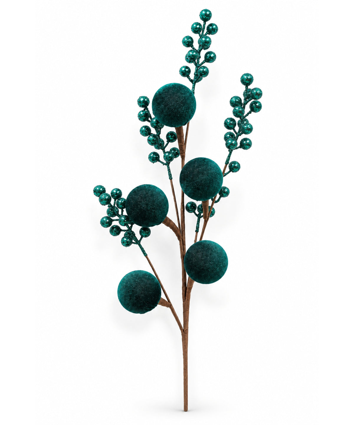 Espiga Berries y Bolas Velvet Verde 80cm
