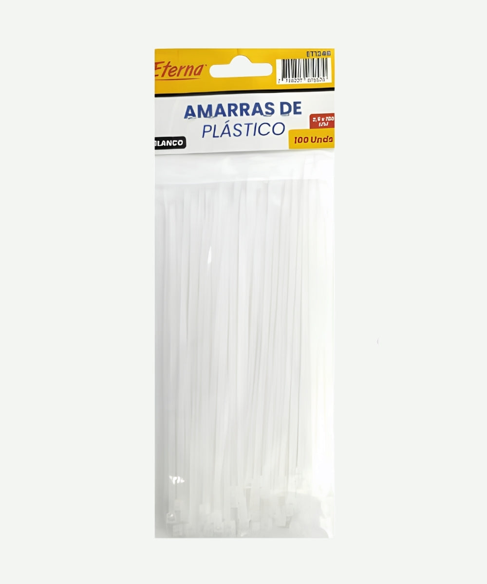 Amarras de Plastico Blanca 2.5x150 x10