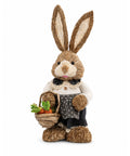 Adorno Conejo Decorativo Café y Beige con Canasta 45 cm