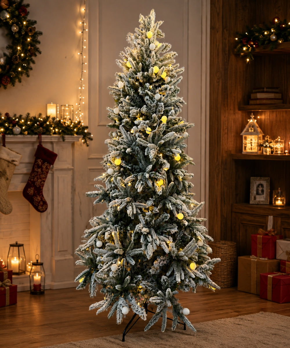 Arbol de Navidad Nevado con Luces