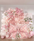 Kit de Globos Moño Rosa Foil + Latex - Set de 68 Piezas