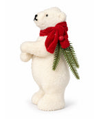 Oso Polar Navideño Blanco con Bufanda Roja 21 x 10 cm