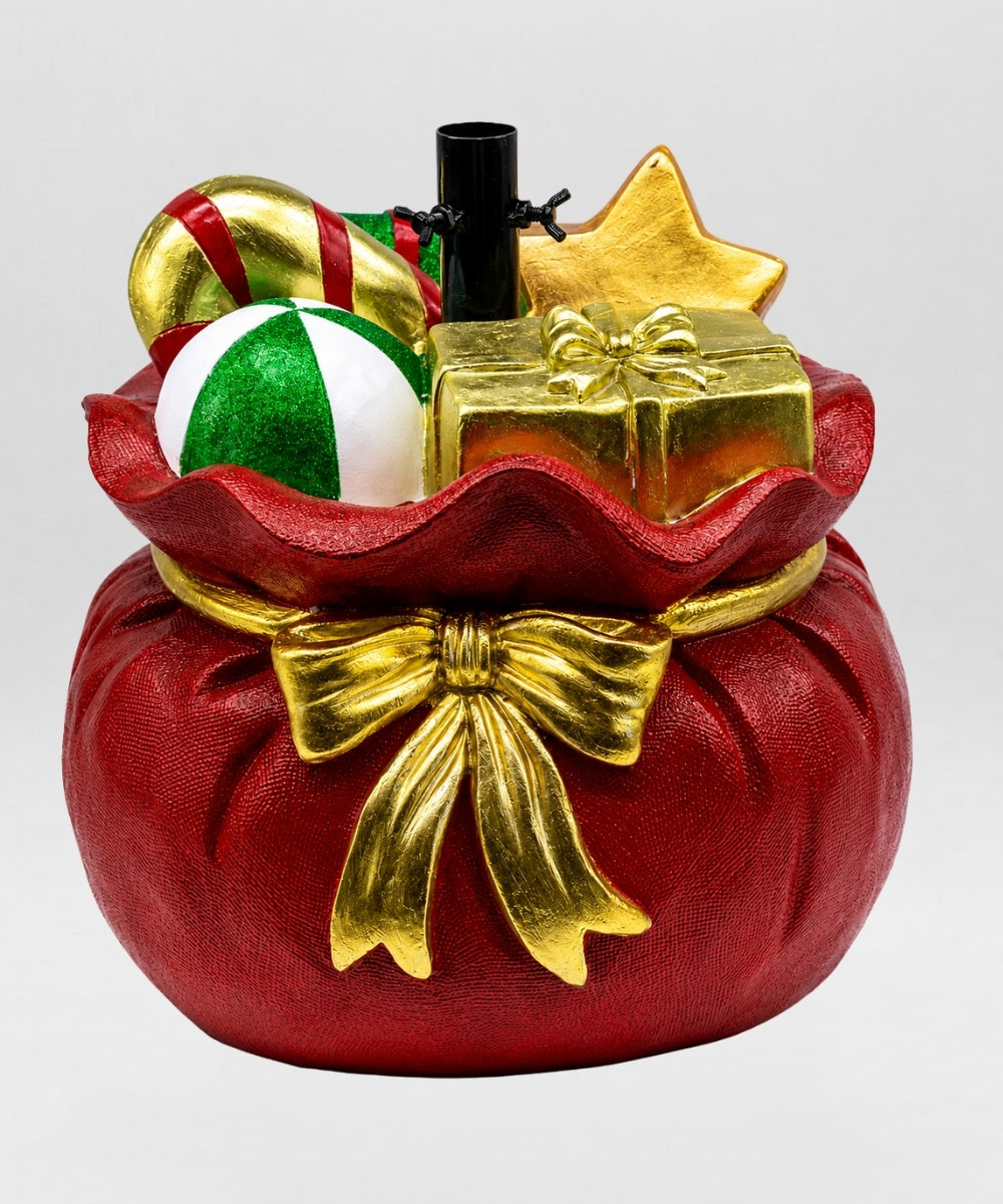Bolsa de Duende con Regalos Rojo con Moño Dorado 44x41x43 cm