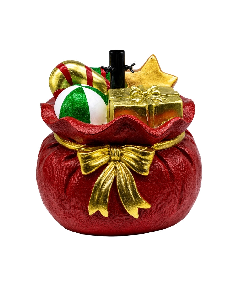 Bolsa de Duende con Regalos Rojo con Moño Dorado 44x41x43 cm