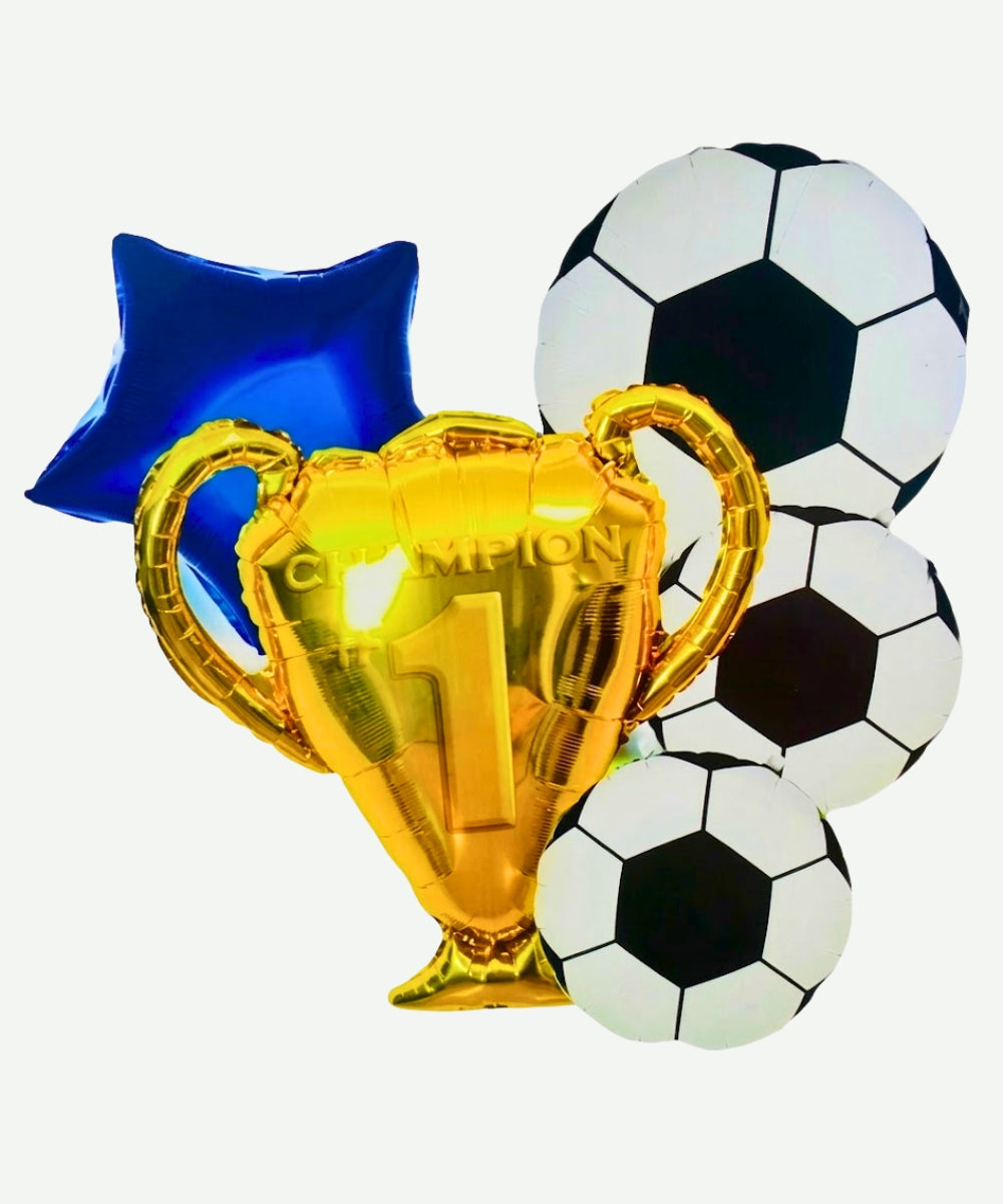 Bouquet Copa y Balones de Futbol - Set Decorativo de 5 piezas