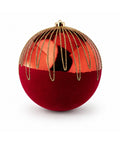 Bola Navideña Roja Brillante con Detalles Dorados 20cm