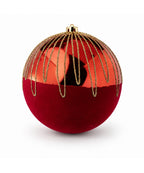 Bola Navideña Roja Brillante con Detalles Dorados 20cm