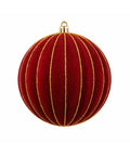 Bola Navideña Roja Set x4 de 12 cm con Líneas Doradas