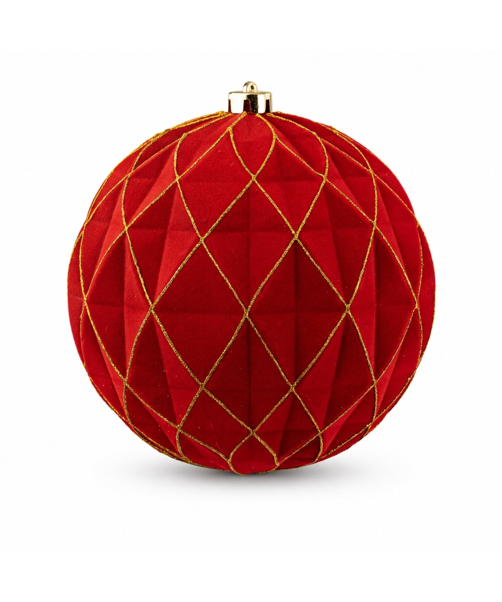 Bola Navideña Roja con Dorado 20 cm – Unidad