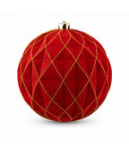 Bola Navideña Roja con Dorado 20 cm – Unidad