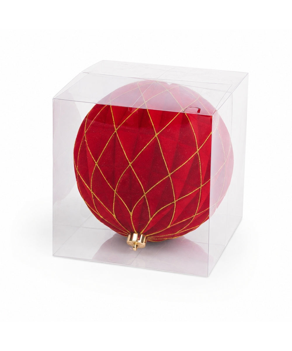 Bola Navideña Roja con Dorado 20 cm – Unidad empaque