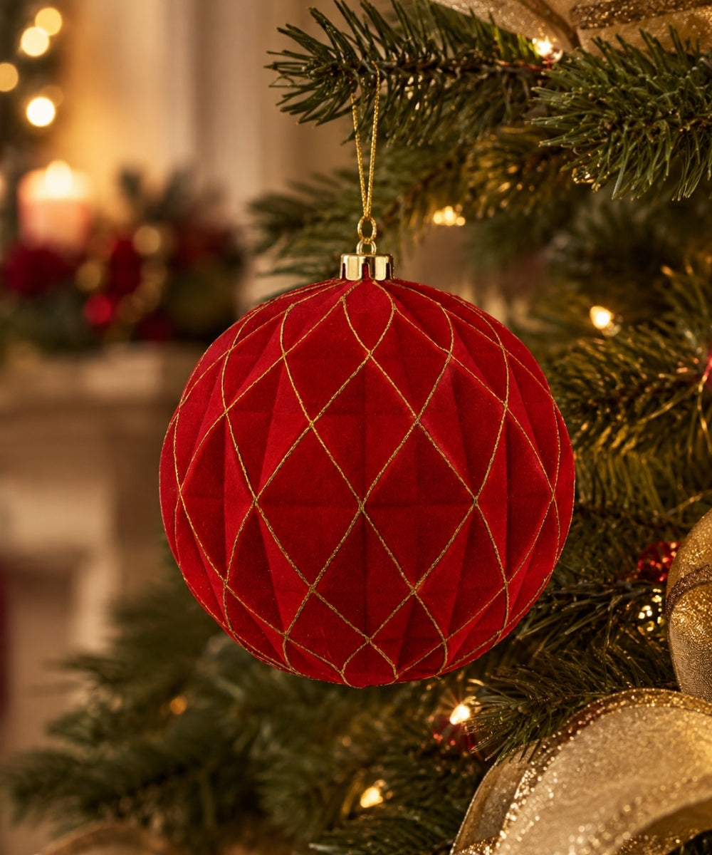 Bola Navideña Roja con Dorado 20 cm – Unidad fondo
