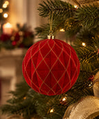 Bola Navideña Roja con Dorado 20 cm – Unidad fondo