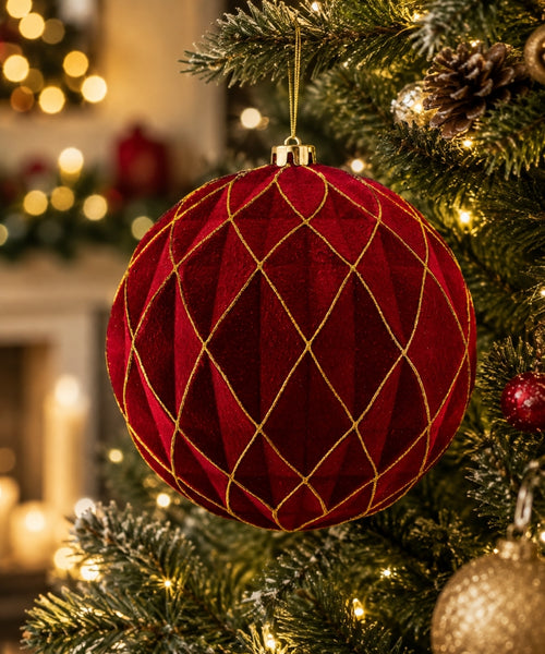 Bola Navideña Roja y Dorada 20 cm FONDO