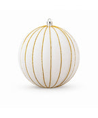 Bola Navideña Set x4 12 cm Blanca con Líneas Doradas
