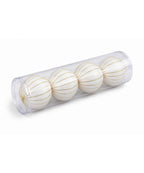 Bola Navideña Set x4 12 cm Blanca con Líneas Doradas