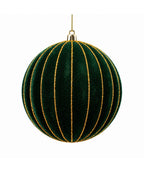 Bola Navideña Verde Set x4 de 12 cm con Líneas Doradas
