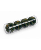 Bola Navideña Verde Set x4 de 12 cm con Líneas Doradas