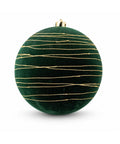 Bola Navideña Verde con Líneas Doradas Set x2 20 cm