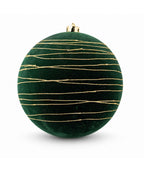 Bola Navideña Verde con Líneas Doradas Set x2 20 cm