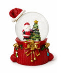 Bola de Nieve Navideña Roja con Santa Claus y Árbol
