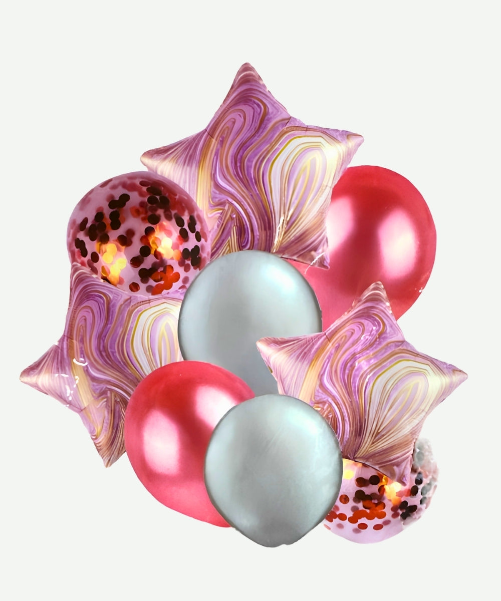Bouquet de Globos Agata Rosado - Set Decorativo de 9 piezas Estrella