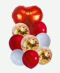 Bouquet de Globos Confetti Dorado - Set Decorativo de 9 piezas