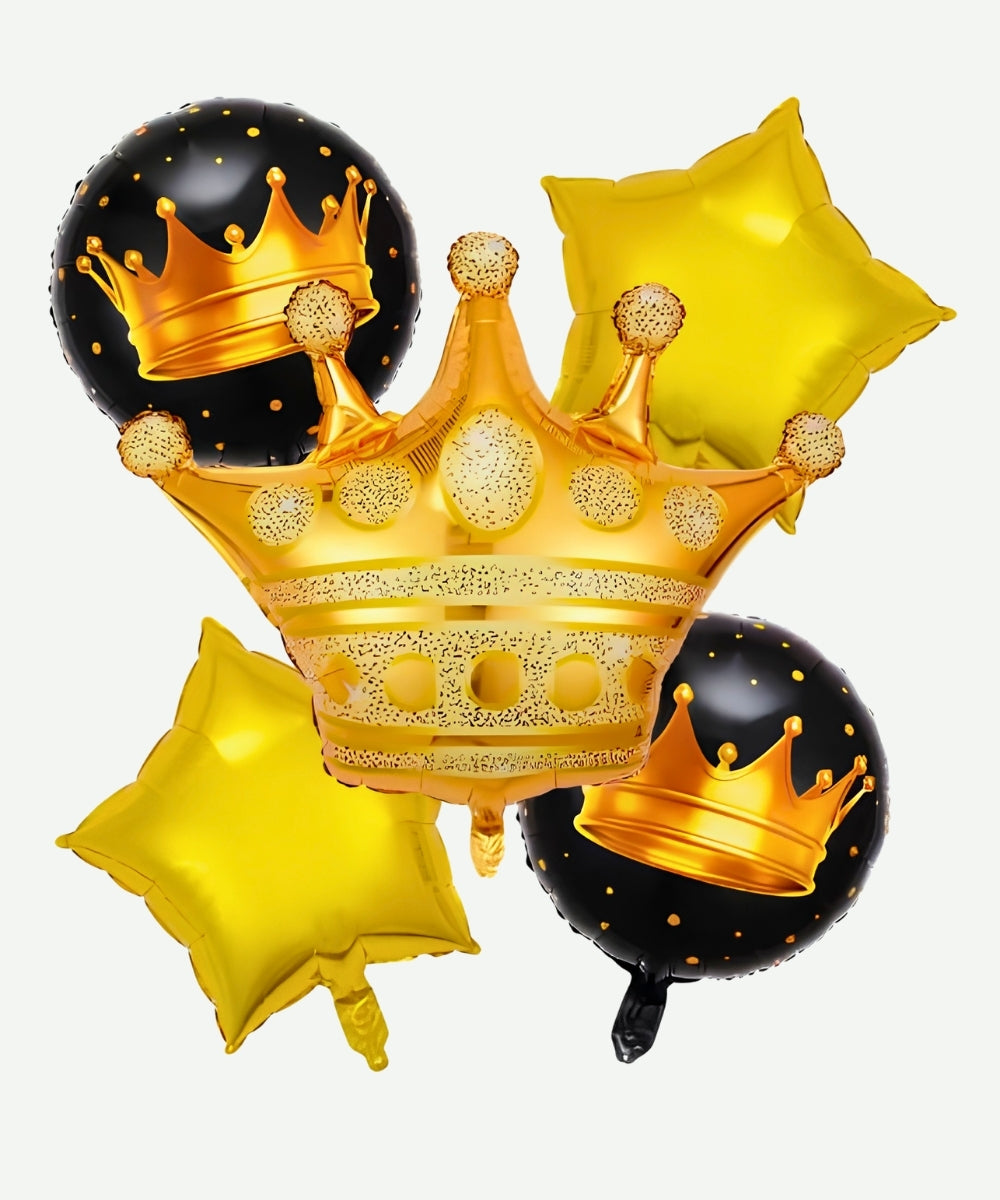 Bouquet de Globos Corona de Oro - Set Decorativo de 5 piezas