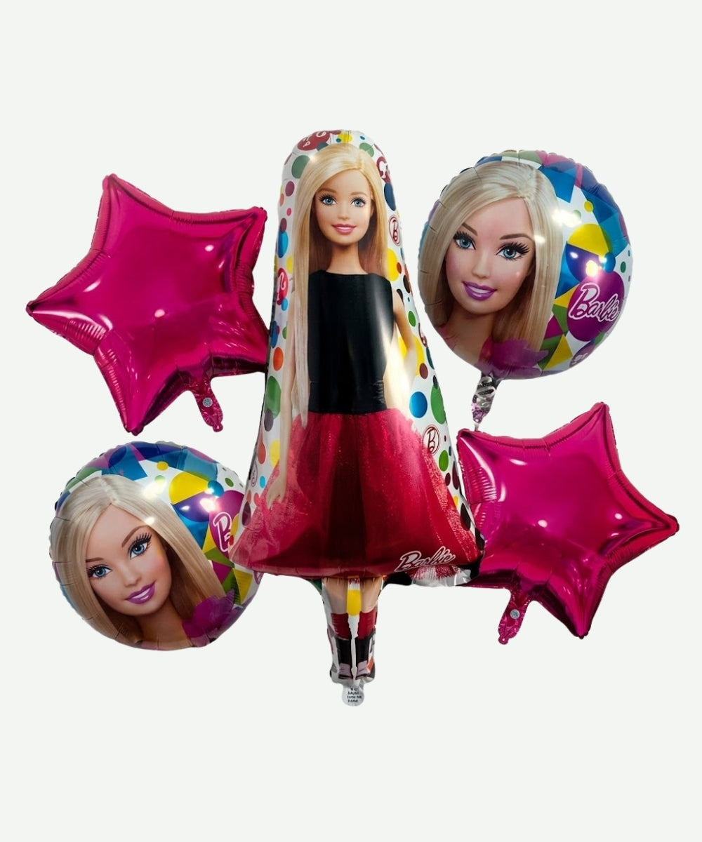 Bouquet de Globos Foil Barbie - Set Decorativo de 5 piezas