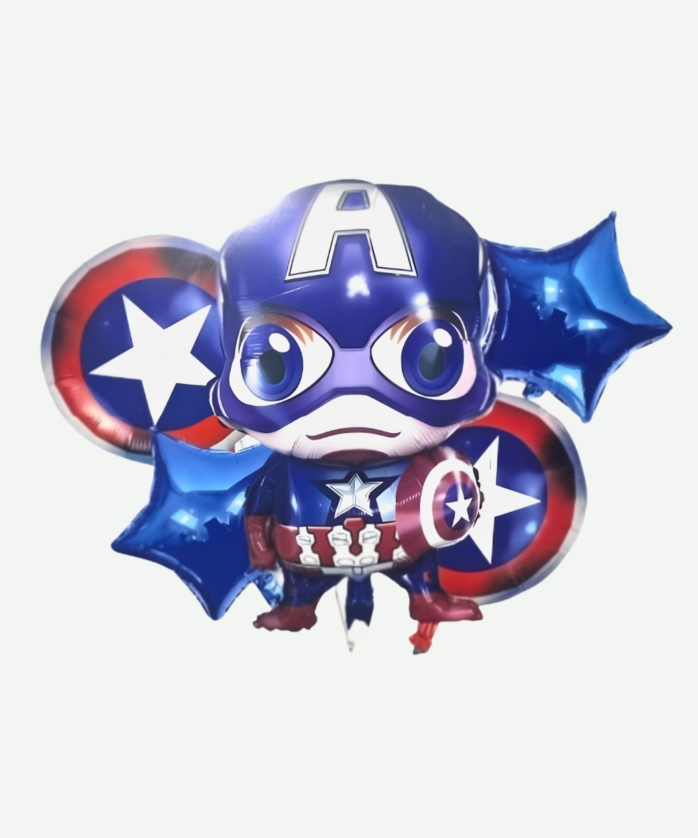 Bouquet de Globos Capitan America - Set Decorativo de 5 piezas