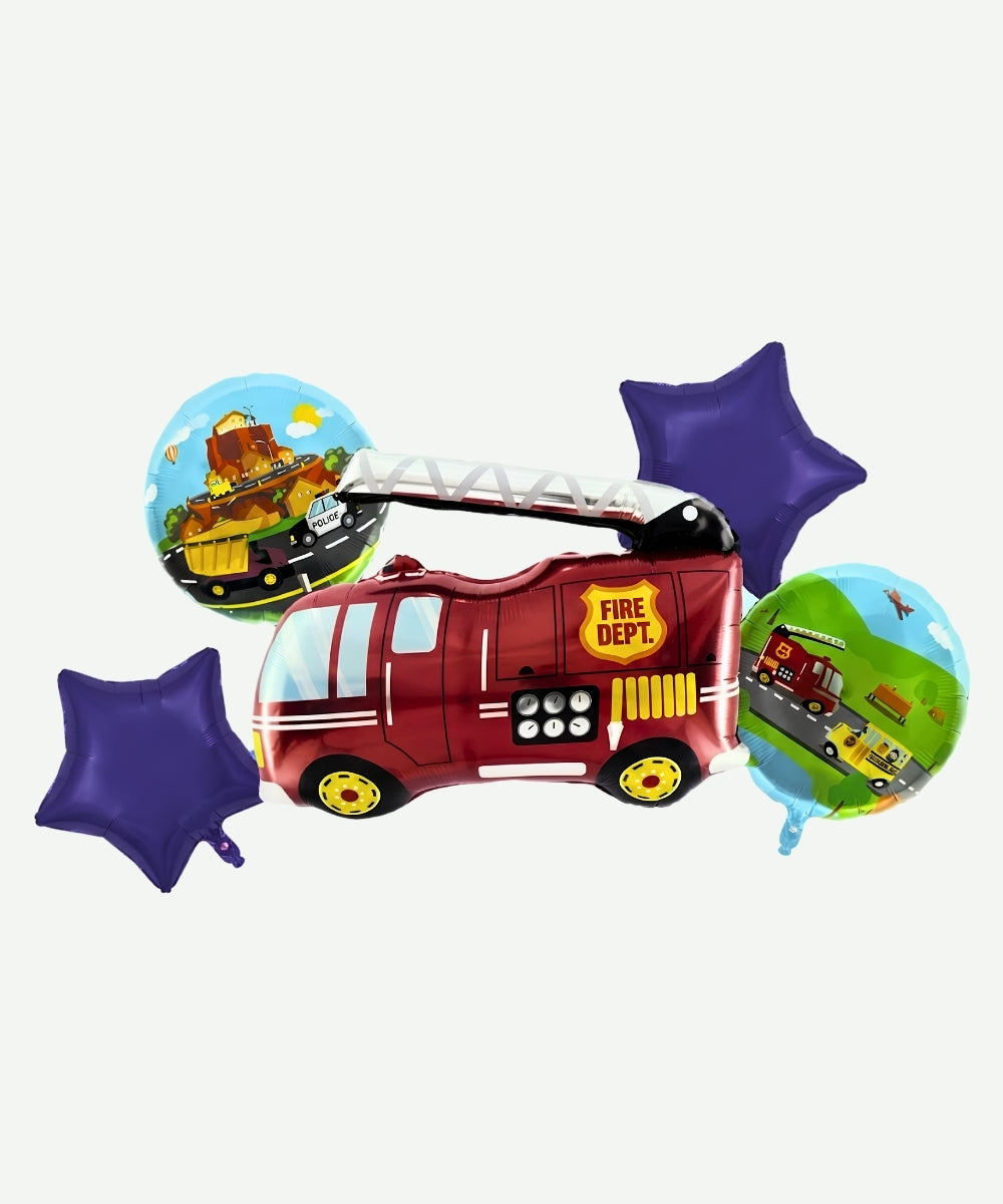Bouquet de Globos Foil Bombero - Set Decorativo de 5 piezas