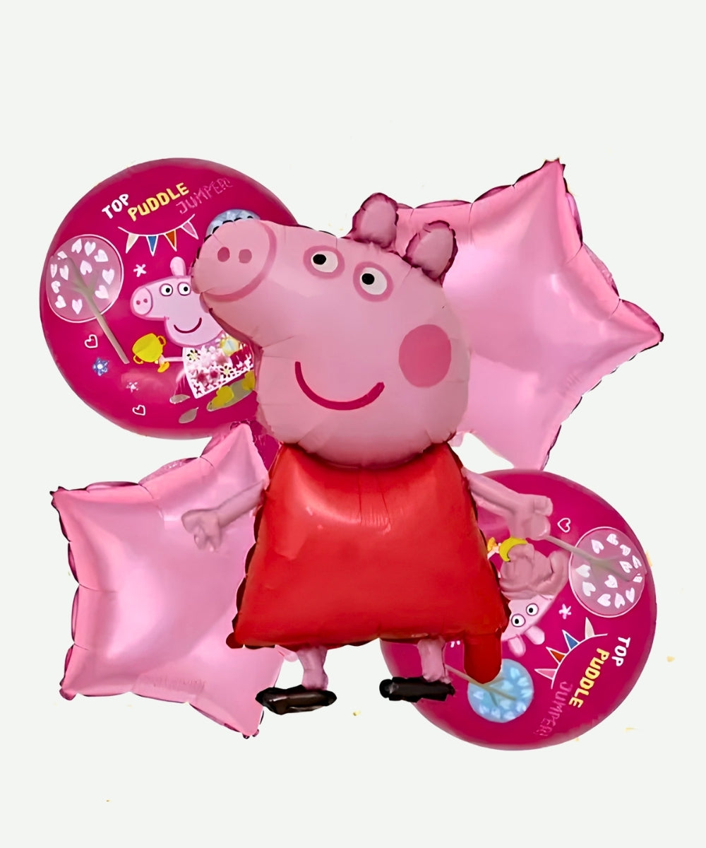 Bouquet de Globos Peppa Pig - Set Decorativo de 5 piezas
