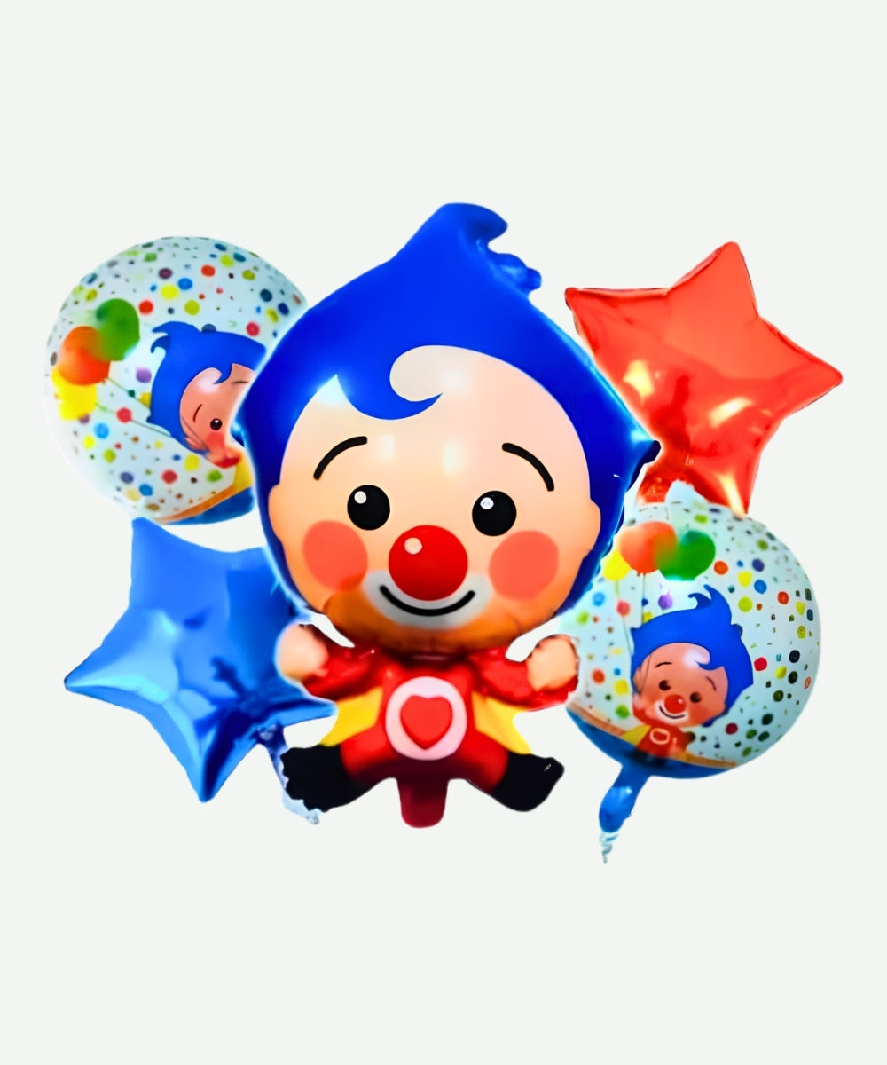 Bouquet de Globos Payaso Plin Plim - Set Decorativo de 5 piezas